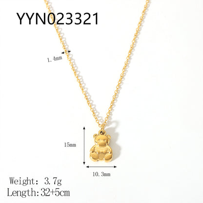 Cute Animal Stainless Steel Polishing Plating Metal 18k Gold Plated Pendant Necklace