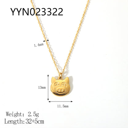 Cute Animal Stainless Steel Polishing Plating Metal 18k Gold Plated Pendant Necklace