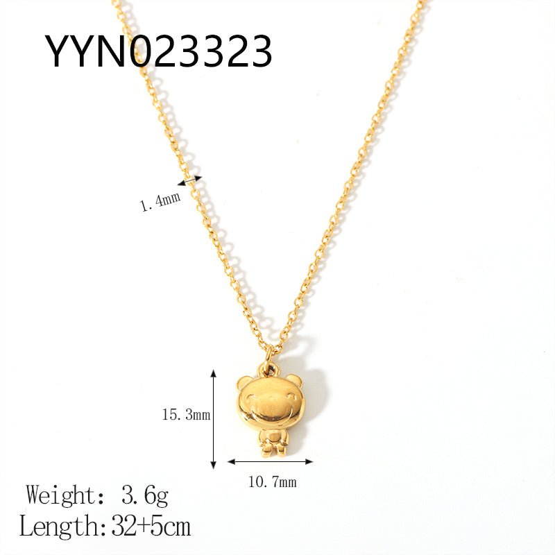 Cute Animal Stainless Steel Polishing Plating Metal 18k Gold Plated Pendant Necklace