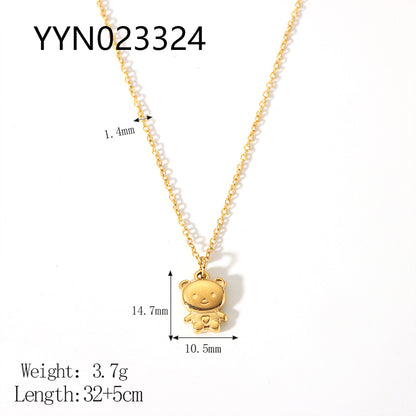 Cute Animal Stainless Steel Polishing Plating Metal 18k Gold Plated Pendant Necklace