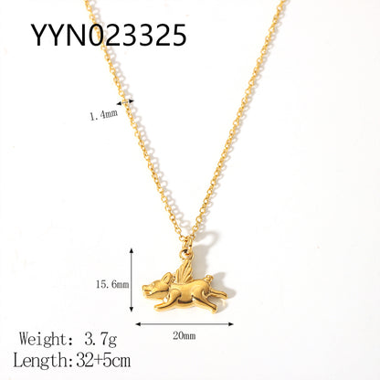 Cute Animal Stainless Steel Polishing Plating Metal 18k Gold Plated Pendant Necklace