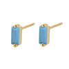 1 Pair Elegant Simple Style Commute Rectangle Plating Inlay Sterling Silver Turquoise Zircon 18k Gold Plated White Gold Plated Ear Studs