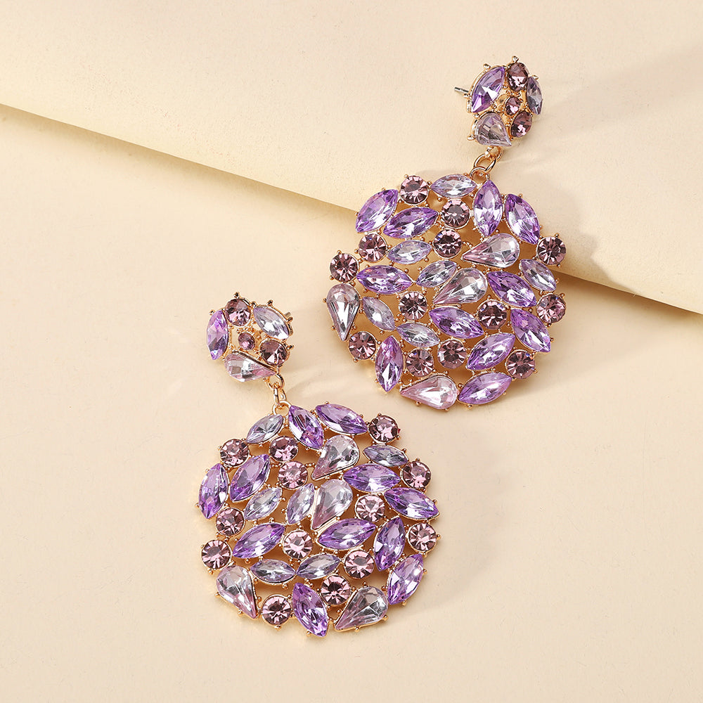 1 Pair Elegant Luxurious Geometric Plating Hollow Out Inlay Zinc Alloy Rhinestones Drop Earrings