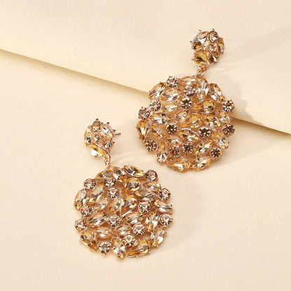 1 Pair Elegant Luxurious Geometric Plating Hollow Out Inlay Zinc Alloy Rhinestones Drop Earrings