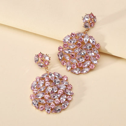 1 Pair Elegant Luxurious Geometric Plating Hollow Out Inlay Zinc Alloy Rhinestones Drop Earrings