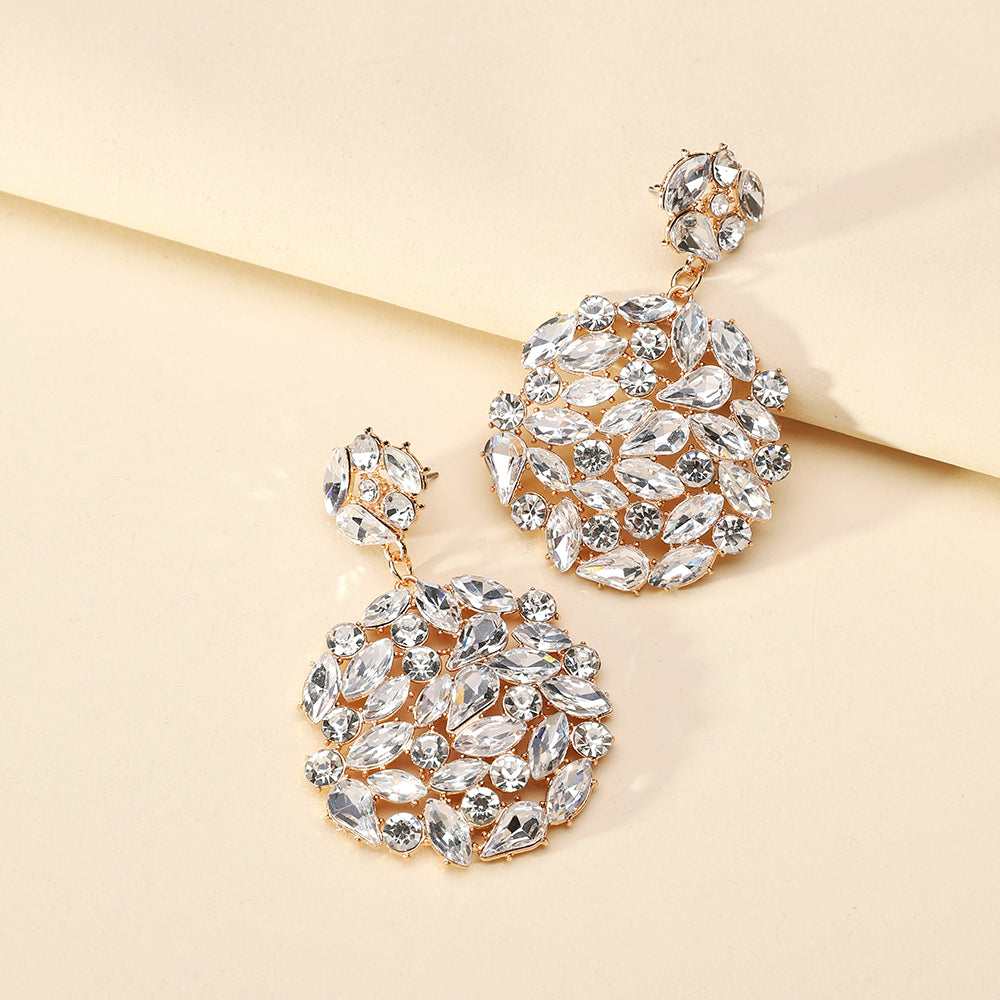 1 Pair Elegant Luxurious Geometric Plating Hollow Out Inlay Zinc Alloy Rhinestones Drop Earrings