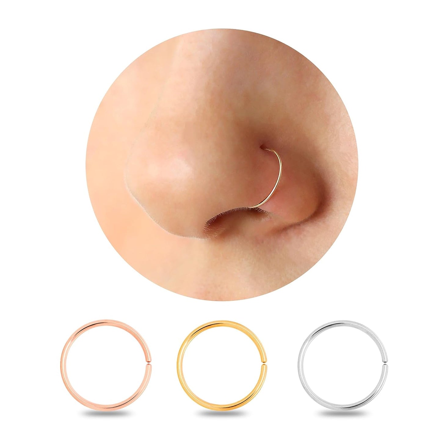 Simple Style Geometric Stainless Steel 14k Gold Plated Rose Gold Plated Nose Ring In Bulk