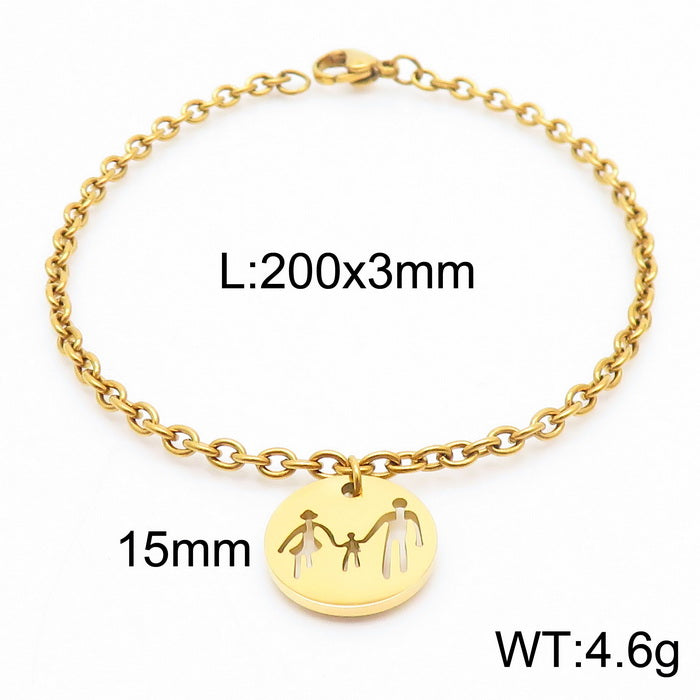 Simple Style Cartoon Character Letter Heart Shape Titanium Steel Plating 18k Gold Plated Bangle