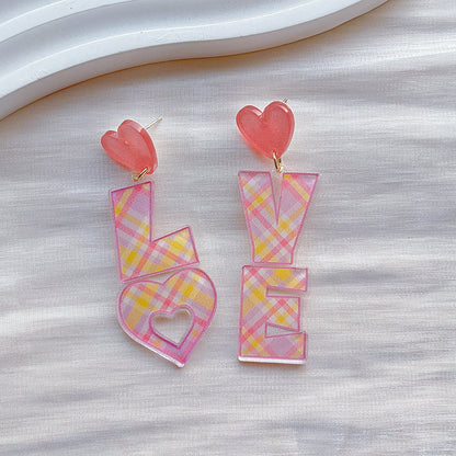 1 Pair Sweet Letter Rainbow Arylic Drop Earrings