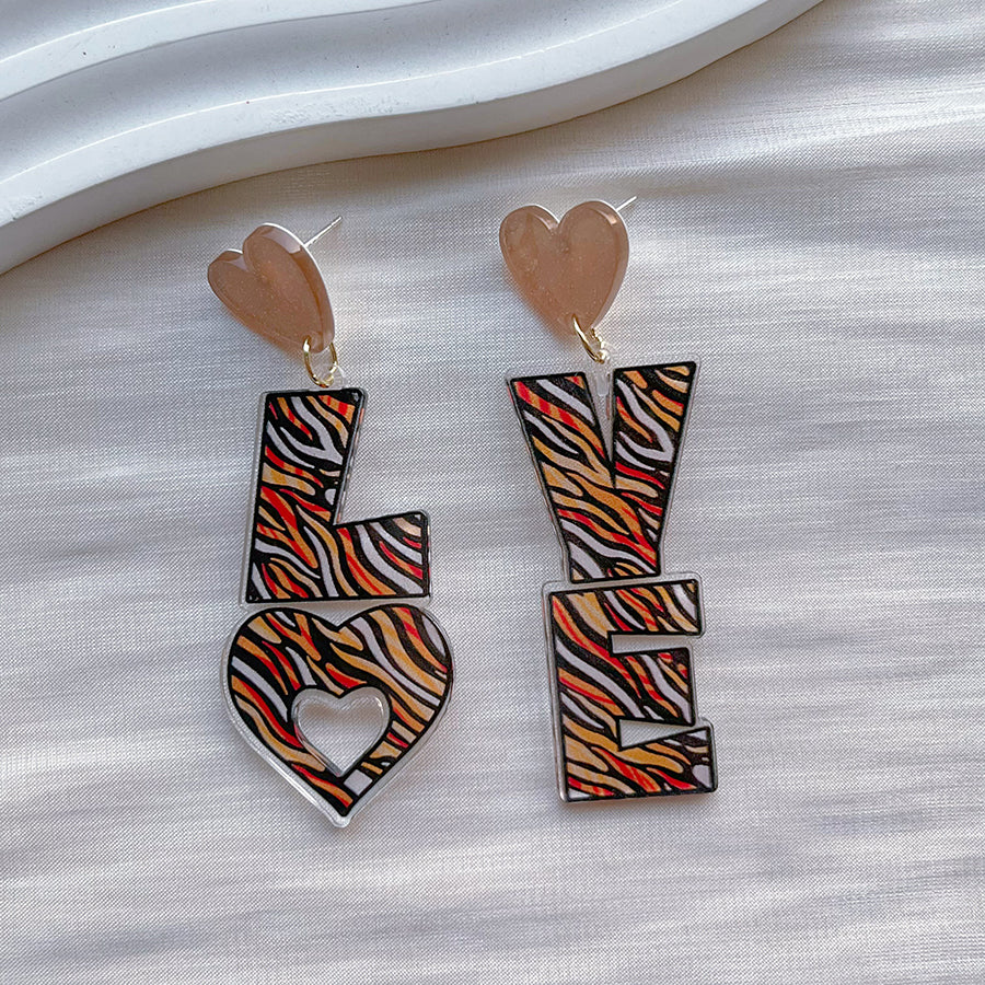 1 Pair Sweet Letter Rainbow Arylic Drop Earrings