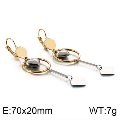 1 Pair Simple Style Heart Shape Titanium Steel 18k Gold Plated Drop Earrings