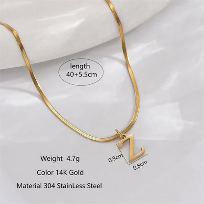 Simple Style Letter Stainless Steel Polishing Plating 14k Gold Plated Pendant Necklace