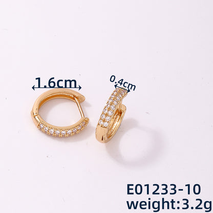 1 Pair Simple Style Geometric Copper Zircon Hoop Earrings