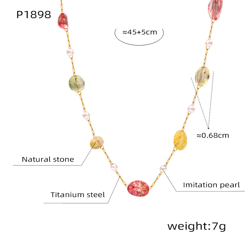 Casual Simple Style Geometric Titanium Steel Plating Agate 18k Gold Plated Pendant Necklace