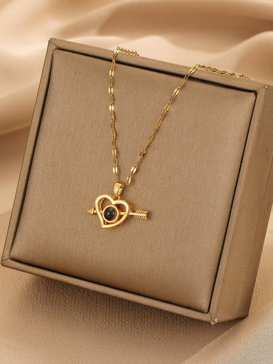 Simple Style Heart Shape Copper 18k Gold Plated Pendant Necklace