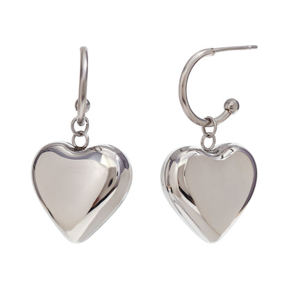 1 Pair Simple Style Heart Shape Plating Stainless Steel 18k Gold Plated Drop Earrings