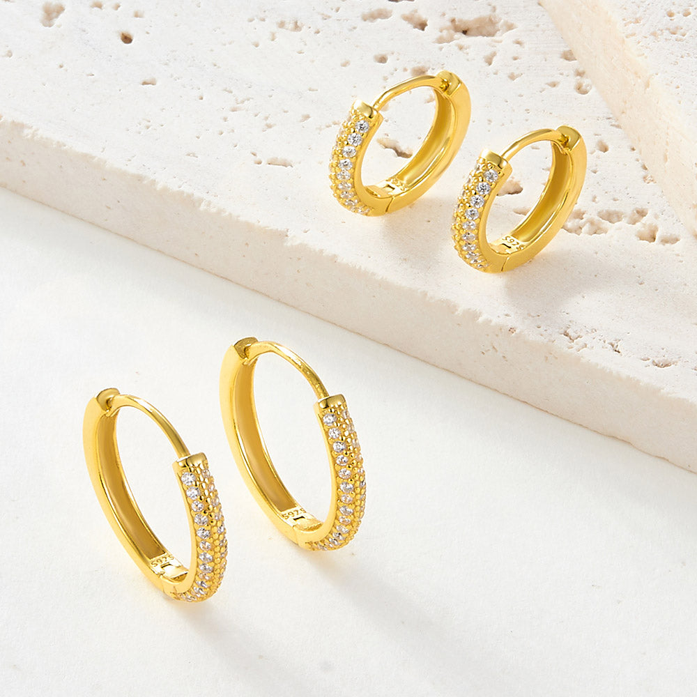 1 Pair Ig Style Simple Style Circle Plating Inlay Sterling Silver Zircon 18k Gold Plated White Gold Plated Earrings