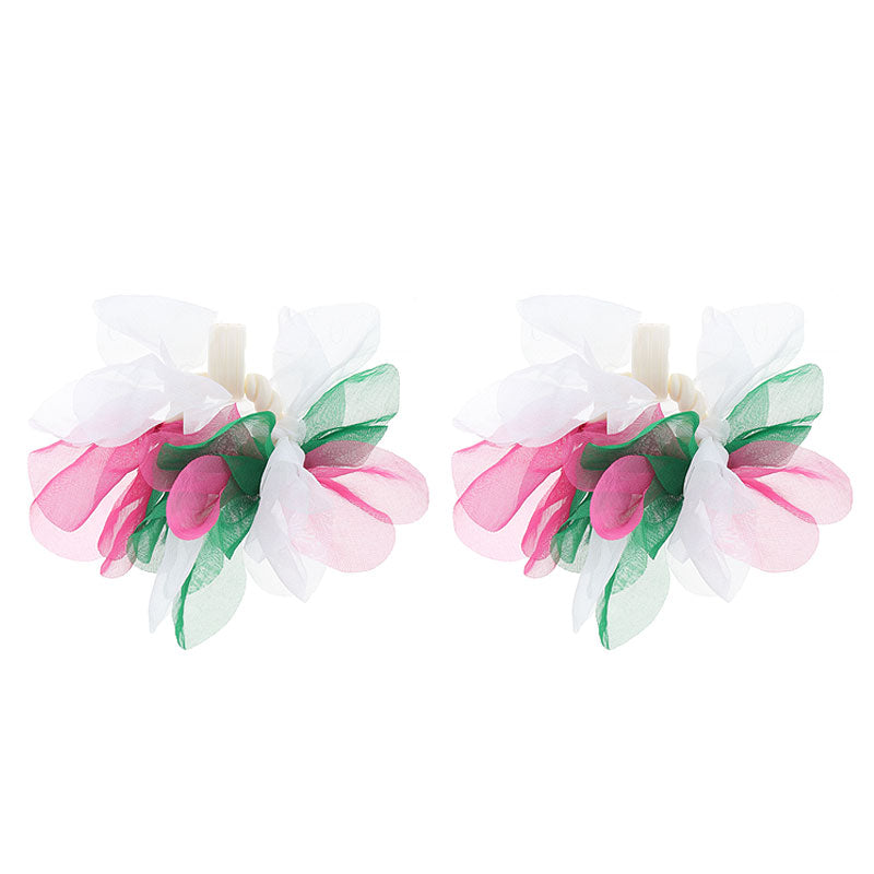 1 Pair Sweet Flower Arylic Cloth Drop Earrings