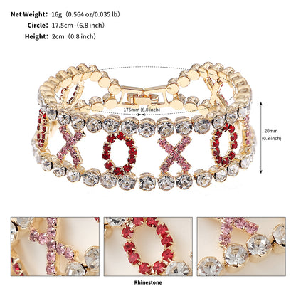 Romantic Shiny Heart Shape Copper Plating Inlay Rhinestones Bracelets