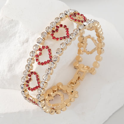 Romantic Shiny Heart Shape Copper Plating Inlay Rhinestones Bracelets