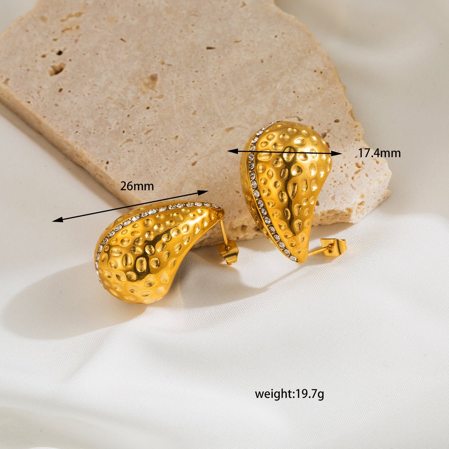 1 Pair Ig Style Simple Style Water Droplets Solid Color Plating Inlay Stainless Steel Zircon 18k Gold Plated Ear Studs