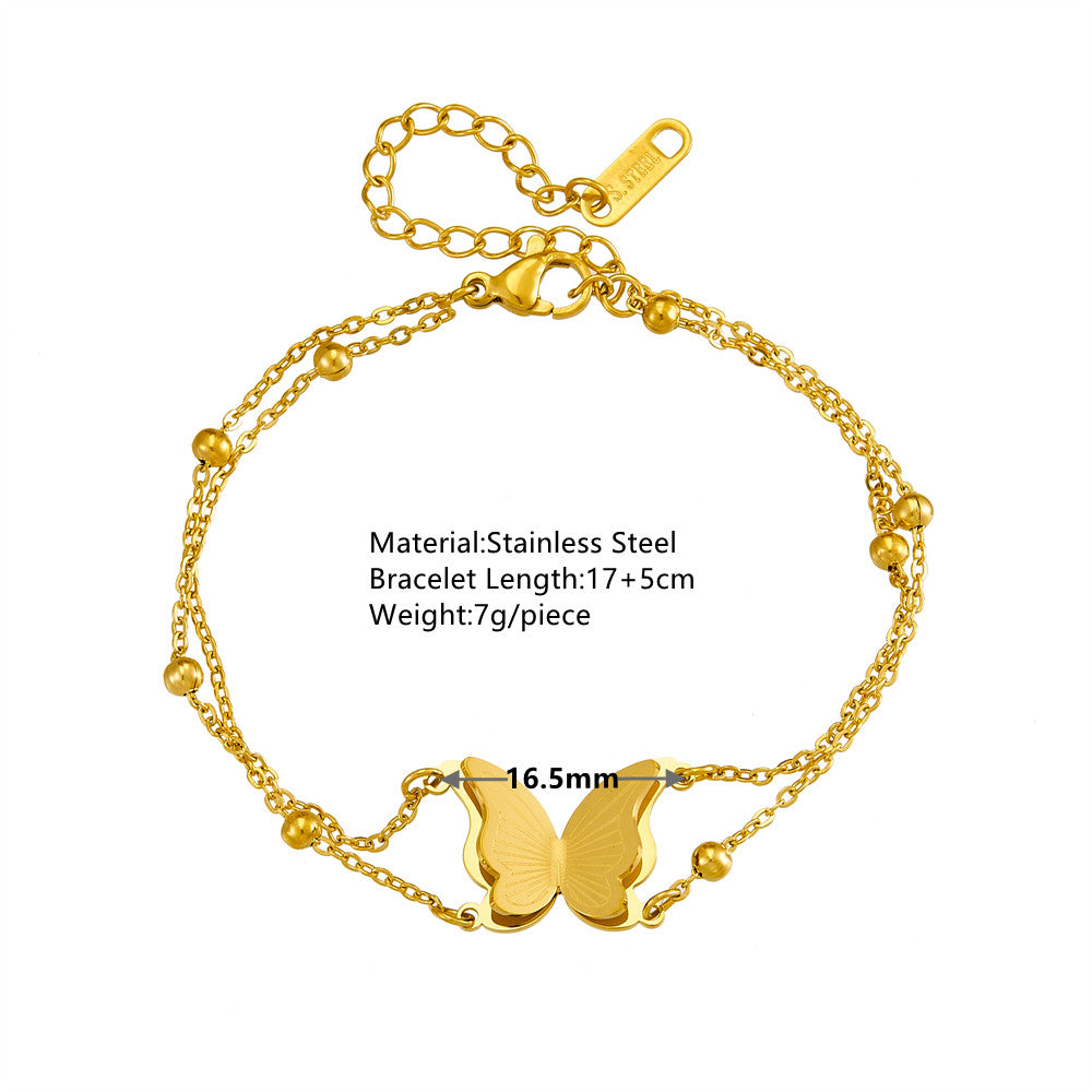 Sexy Simple Style Butterfly Titanium Steel Plating 18k Gold Plated Bracelets Anklet