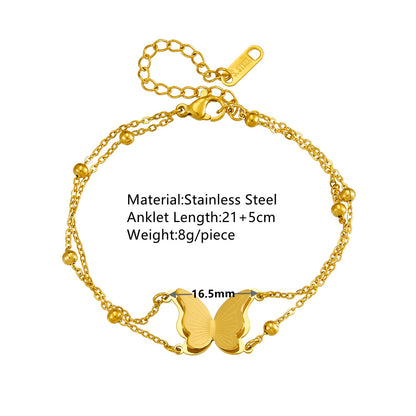 Sexy Simple Style Butterfly Titanium Steel Plating 18k Gold Plated Bracelets Anklet