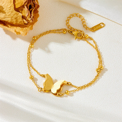 Sexy Simple Style Butterfly Titanium Steel Plating 18k Gold Plated Bracelets Anklet