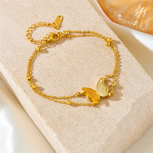 Sexy Simple Style Butterfly Titanium Steel Plating 18k Gold Plated Bracelets Anklet