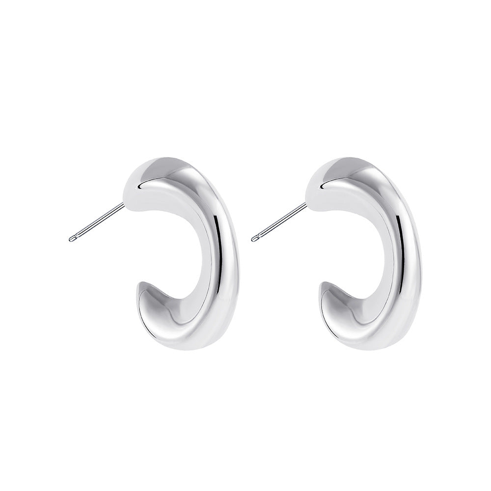 1 Pair Elegant Simple Style C Shape Plating Inlay Stainless Steel Artificial Pearls 18k Gold Plated Ear Studs