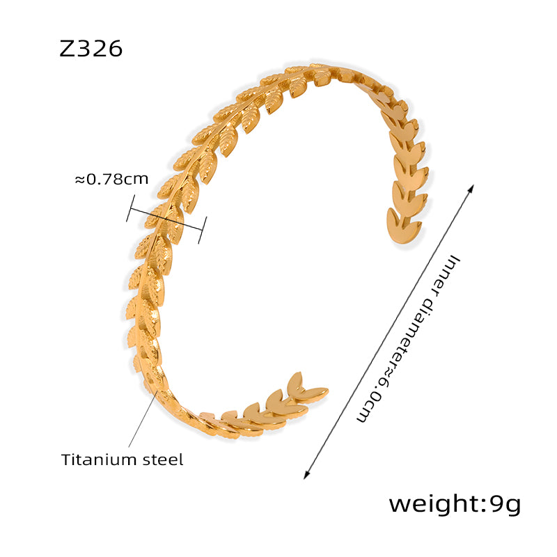 Elegant Simple Style Grain Titanium Steel Plating 18k Gold Plated Bangle