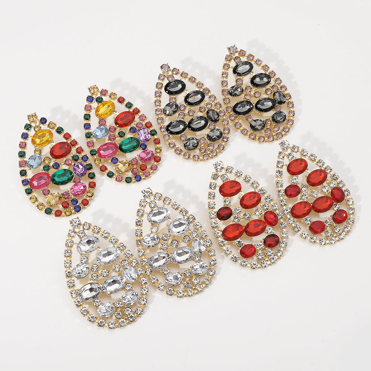 1 Pair Glam Exaggerated Shiny Water Droplets Plating Hollow Out Inlay Alloy Rhinestones Drop Earrings