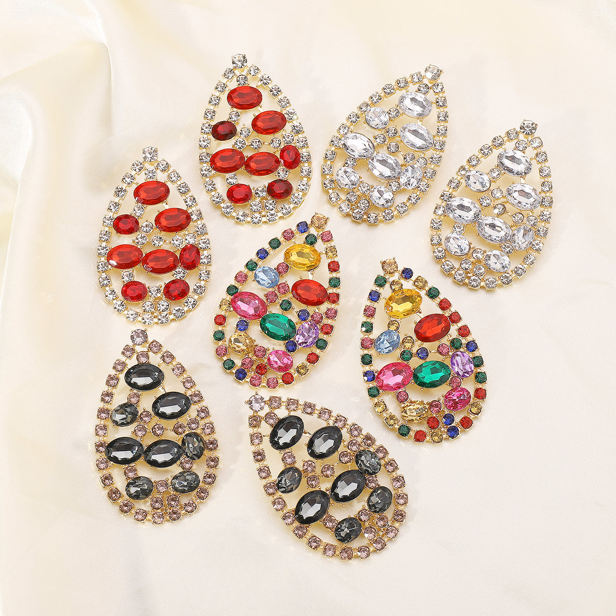 1 Pair Glam Exaggerated Shiny Water Droplets Plating Hollow Out Inlay Alloy Rhinestones Drop Earrings