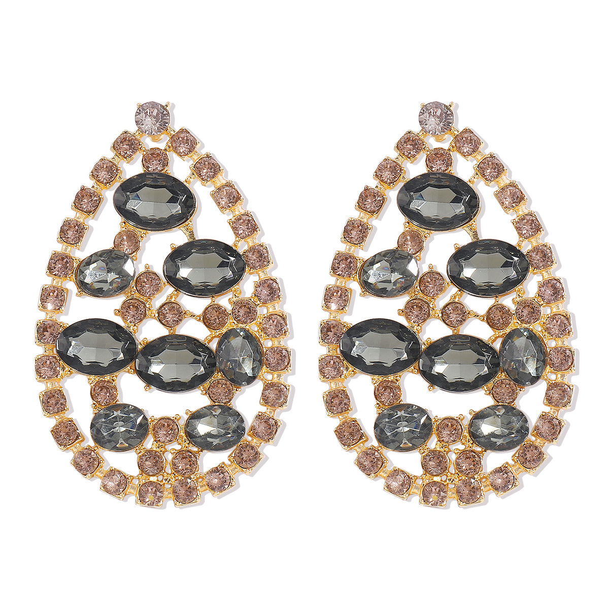 1 Pair Glam Exaggerated Shiny Water Droplets Plating Hollow Out Inlay Alloy Rhinestones Drop Earrings