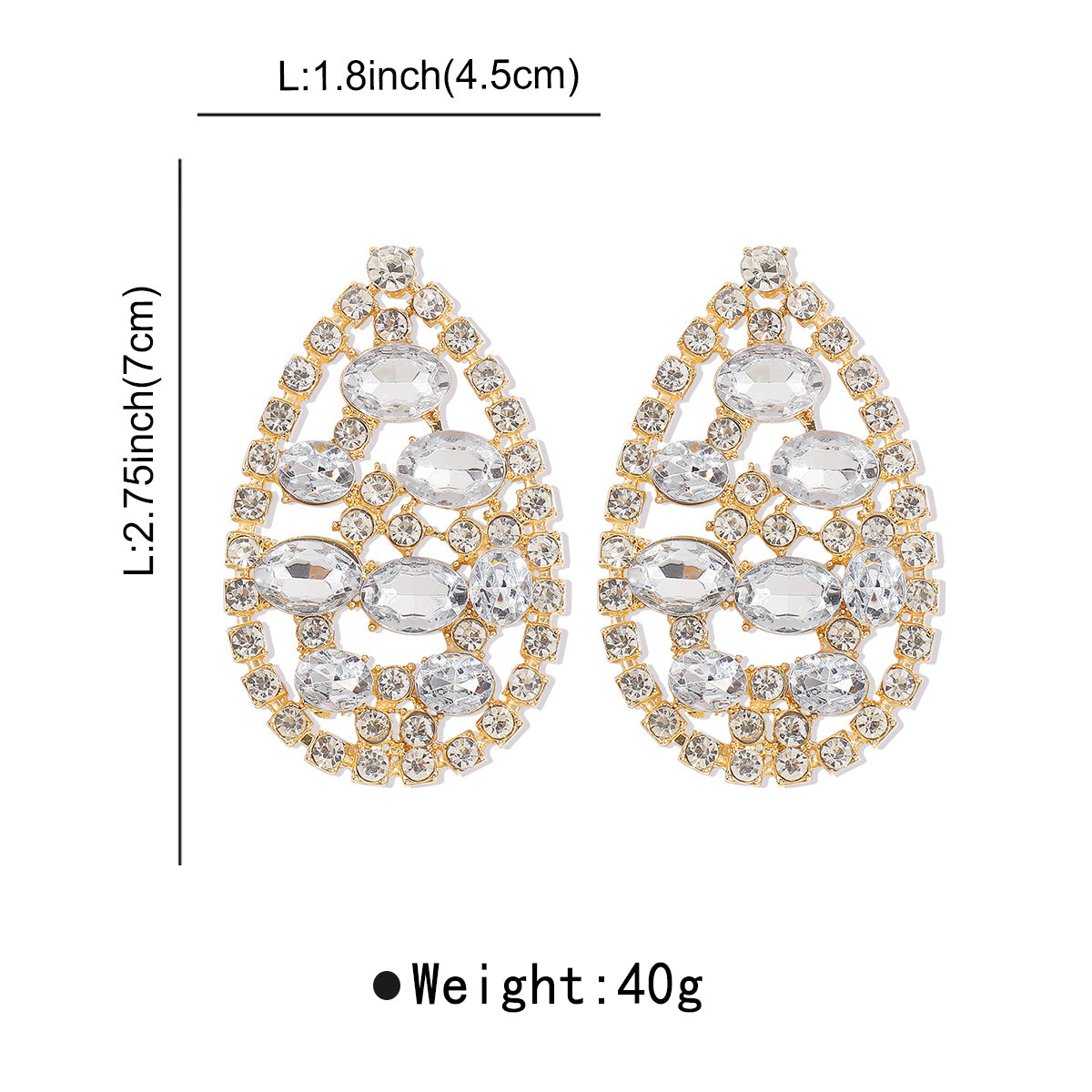 1 Pair Glam Exaggerated Shiny Water Droplets Plating Hollow Out Inlay Alloy Rhinestones Drop Earrings