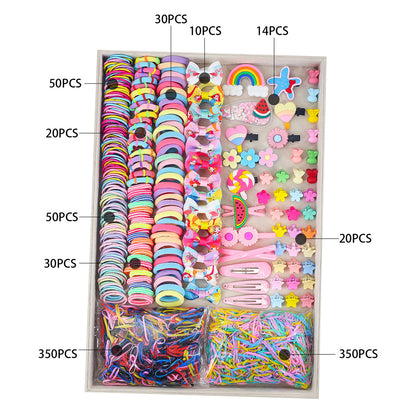 Fashion Flower Plastic Hair Clip Hair Tie 1 Set