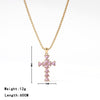 Vintage Style Cross Stainless Steel Zircon White Gold Plated