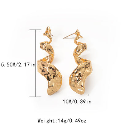 1 Pair Simple Style Spiral Plating Copper Drop Earrings