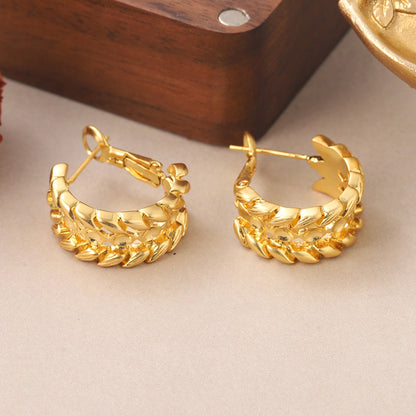 1 Pair Vintage Style Simple Style Grain Copper Hoop Earrings