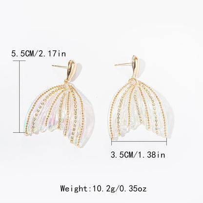 1 Pair Elegant Sweet Fish Tail Plating Inlay Stainless Steel Zircon Drop Earrings