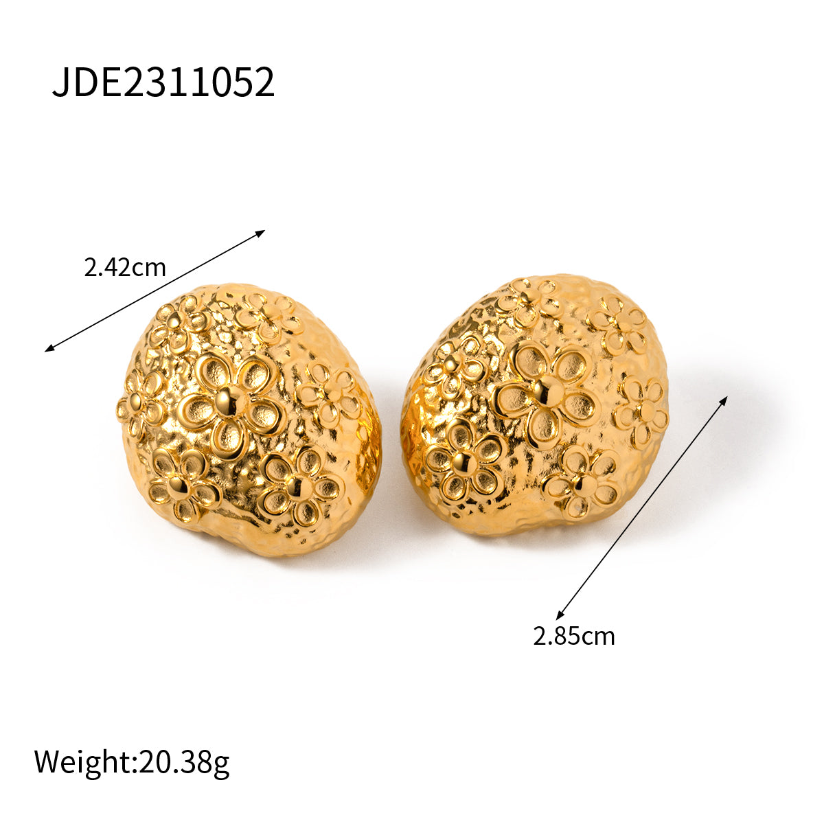 1 Pair Ig Style Flower Stainless Steel 18k Gold Plated Ear Studs