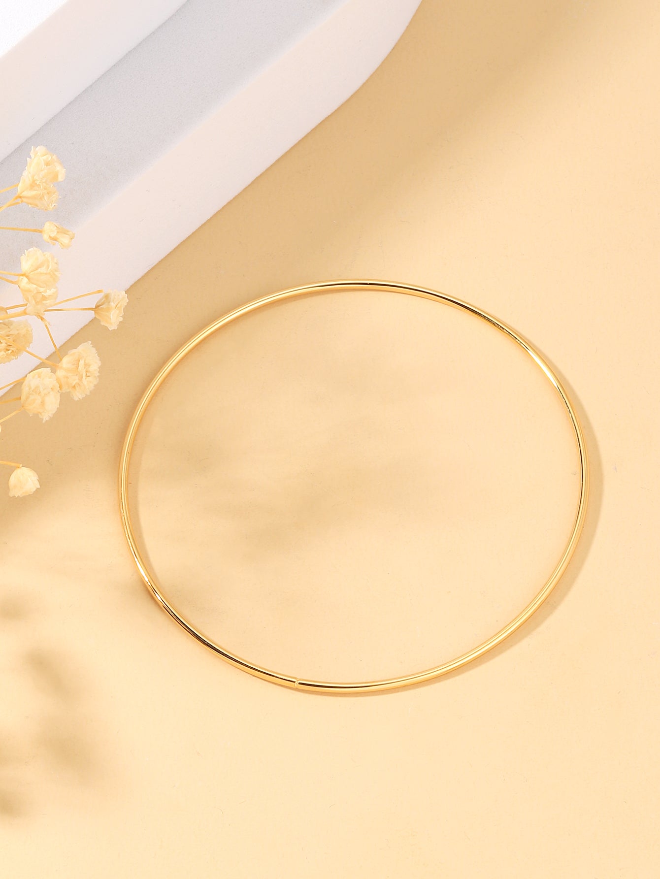 Basic Solid Color Stainless Steel 18k Gold Plated Bangle