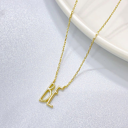 Simple Style Letter Sterling Silver Zircon Pendant Necklace