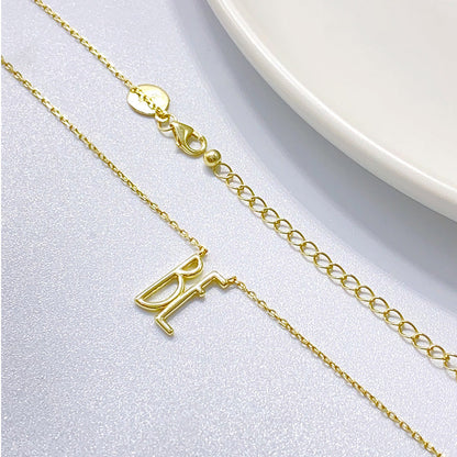 Simple Style Letter Sterling Silver Zircon Pendant Necklace