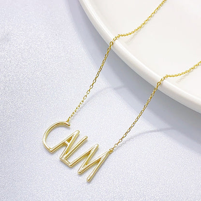 Simple Style Letter Sterling Silver Zircon Pendant Necklace