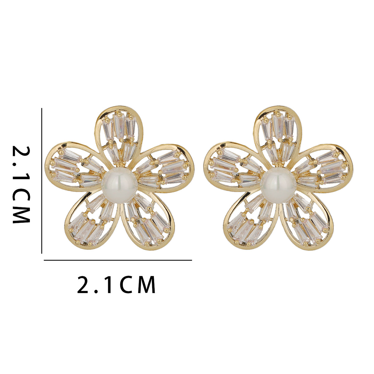 1 Pair Ig Style Simple Style Flower Plating Inlay Copper Ear Studs