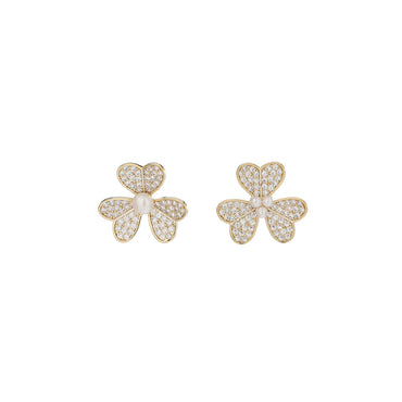 1 Pair Ig Style Flower Plating Inlay Copper Ear Studs