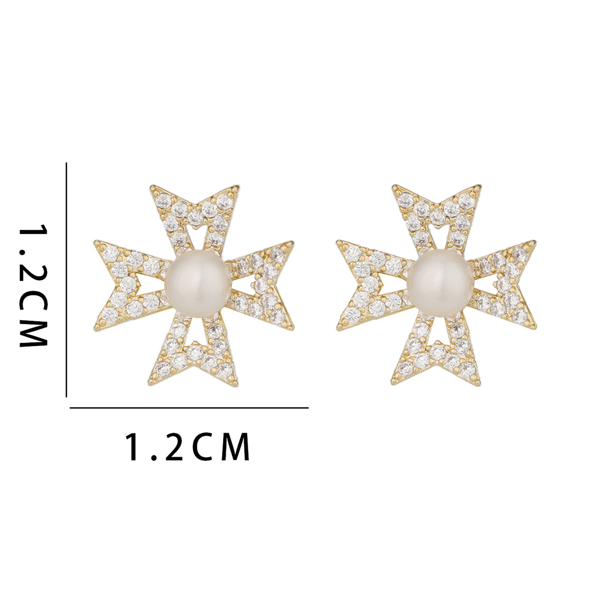 1 Pair Ig Style Simple Style Flower Plating Inlay Copper Ear Studs