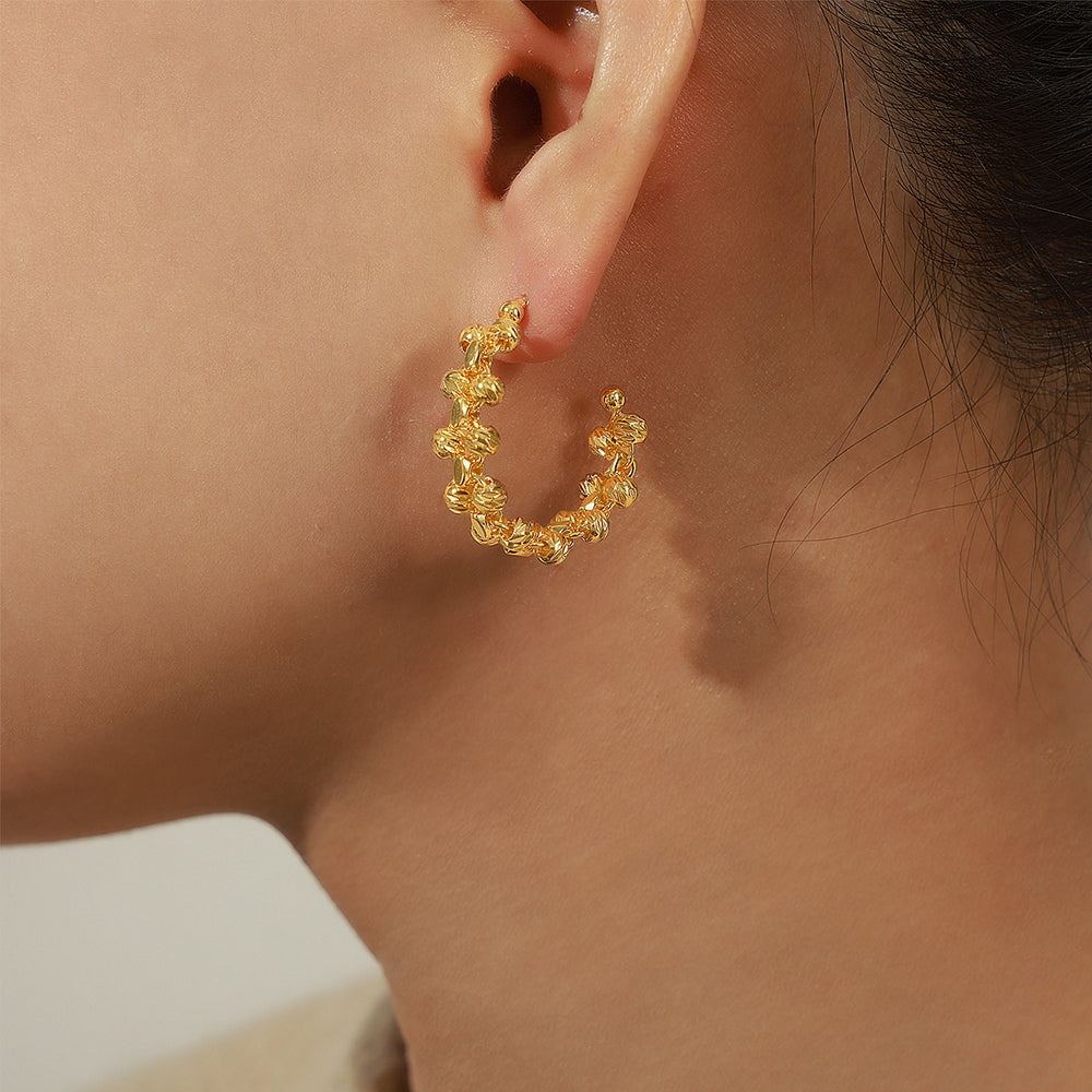 Simple Style C Shape Plating Copper 18k Gold Plated Ear Studs