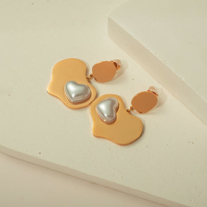 1 Pair Vintage Style Simple Style Heart Shape Plating Stainless Steel Drop Earrings